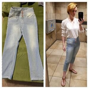 Y2K Nobo Blue Pinstripe crop jeans